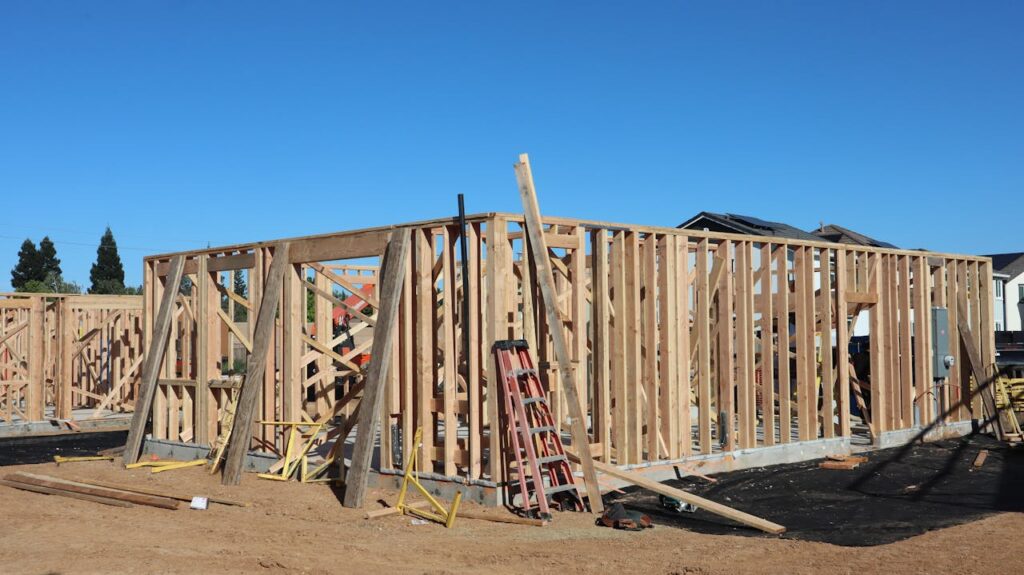 pexels photo 37176018 Framing stages of new home construction in sunny Elk Grove, California.
